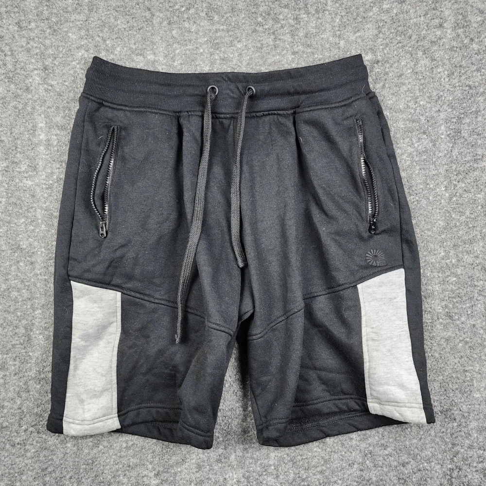 Akademiks‎ Sweat Shorts Mens 2XL Black Gray Colorblock Zipper Pockets Streetwear